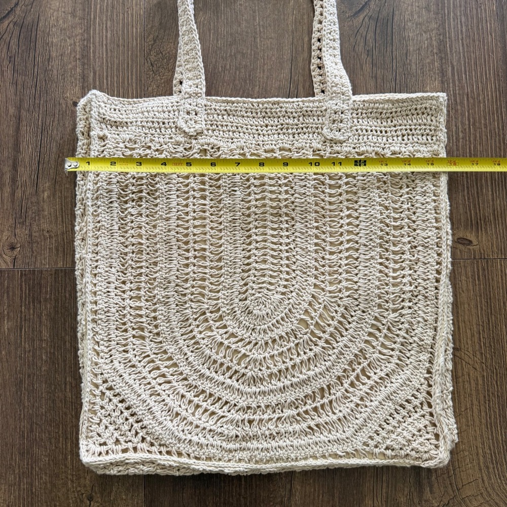 Universal Thread Crochet Tote Bag Cream Boho Open Knit Shoulder Bag Cottagecore - Picture 7 of 9